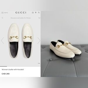 Gucci Cream Leather Horsebit Loafers Size: 37